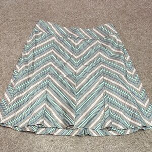 Ann Taylor Chevron A-Line Skirt in Teal and Beige